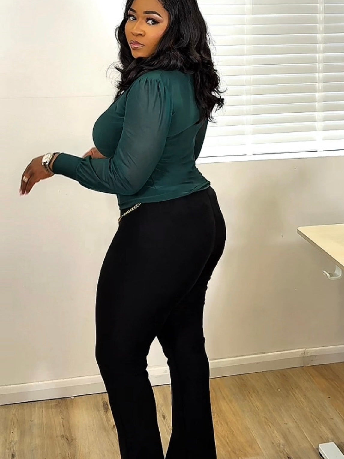 Chain Accent Flare Pants