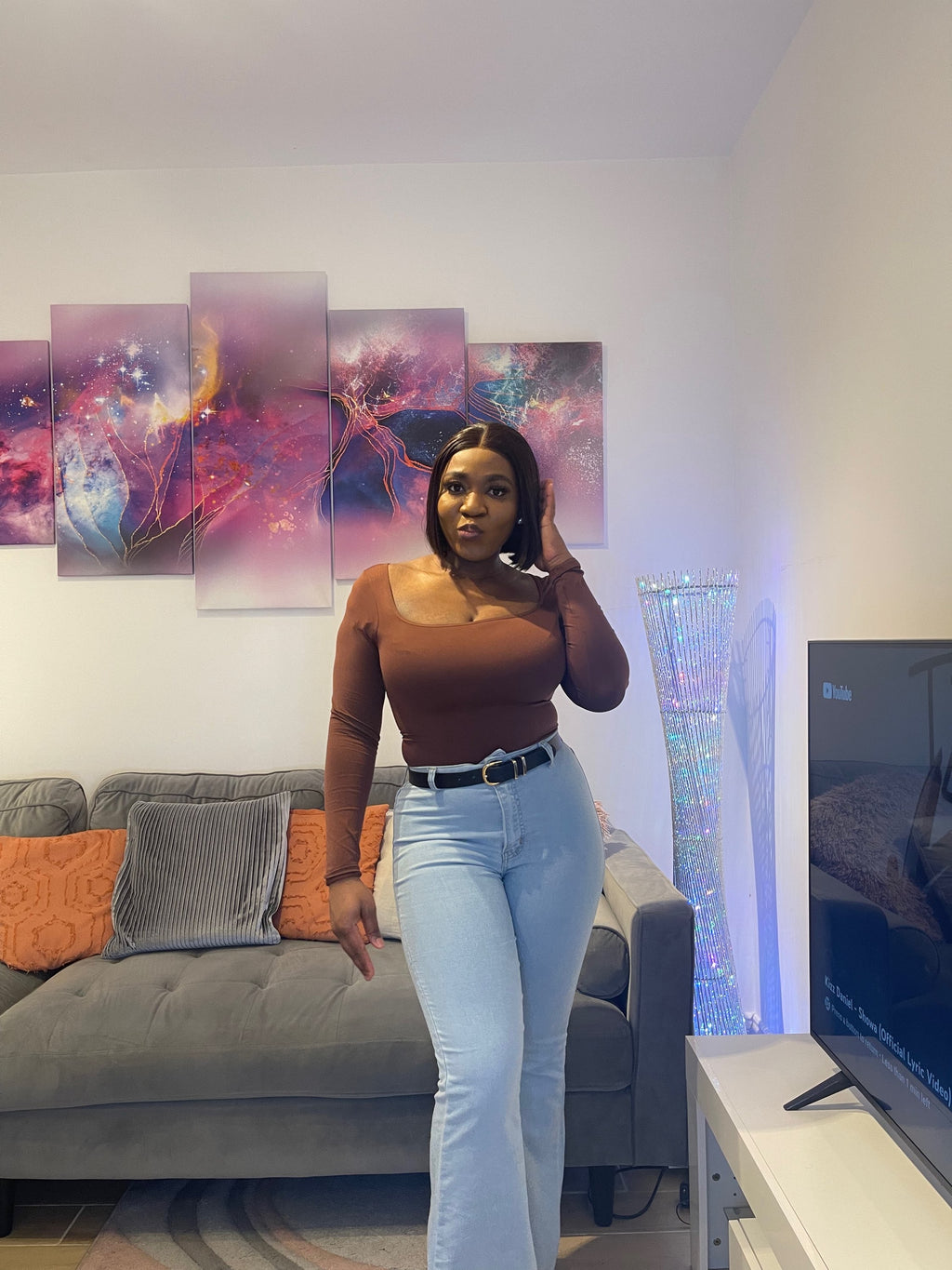 Rectangle Long Sleeve Neck bodysuit