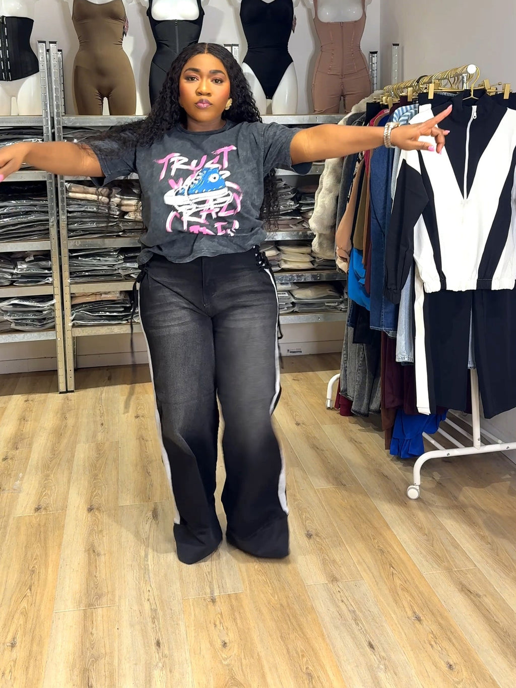Lace up jeans