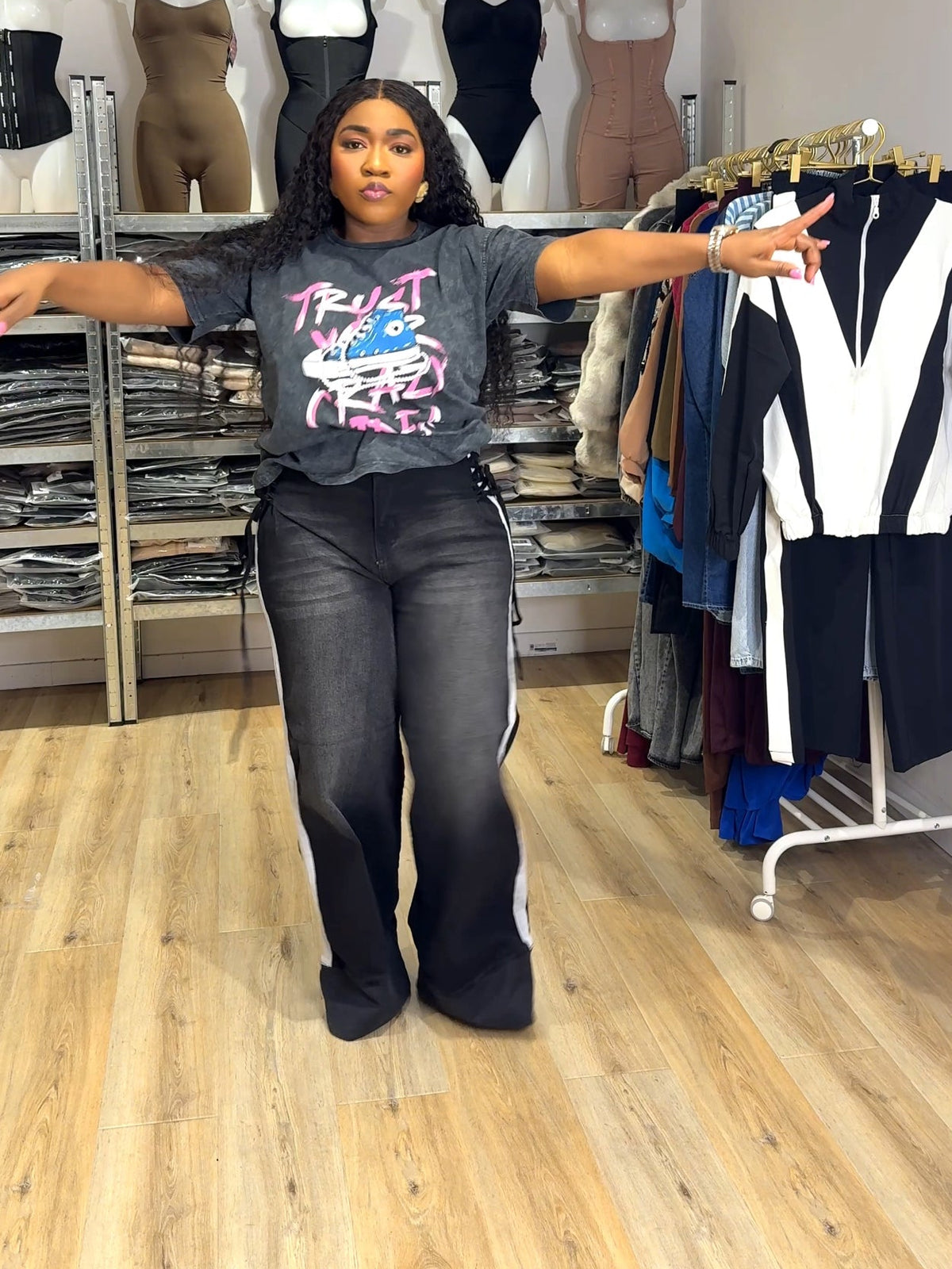 Lace up jeans