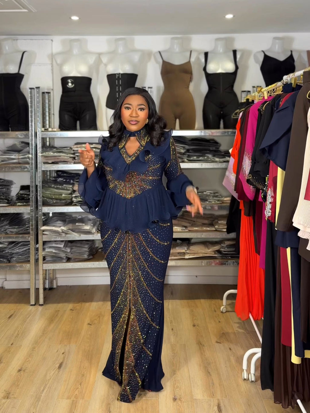 Empress Navy Peplum Dress