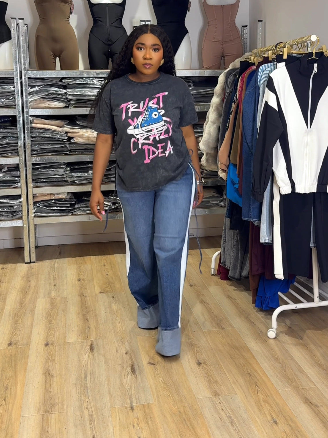 Lace up jeans