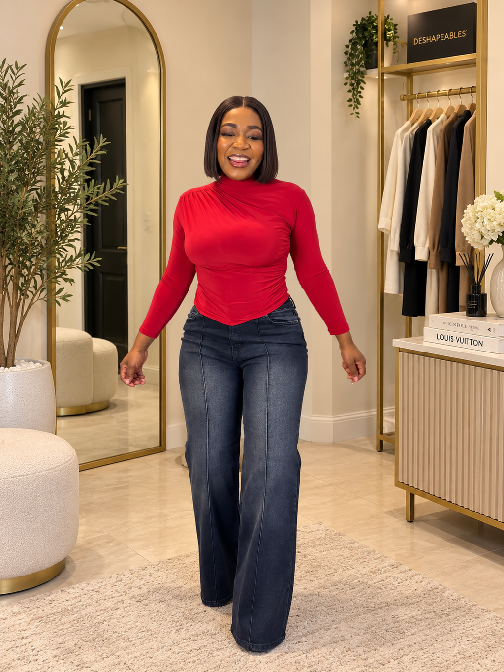 High neck pleated top