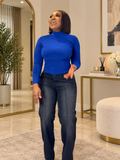 High neck pleated top